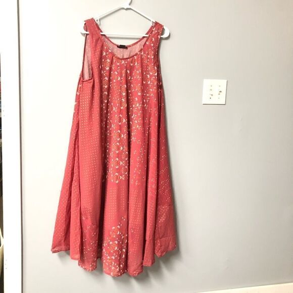 ana & rose art nouveau print mauve a line loose fit tank dress one size spring - Picture 1 of 8